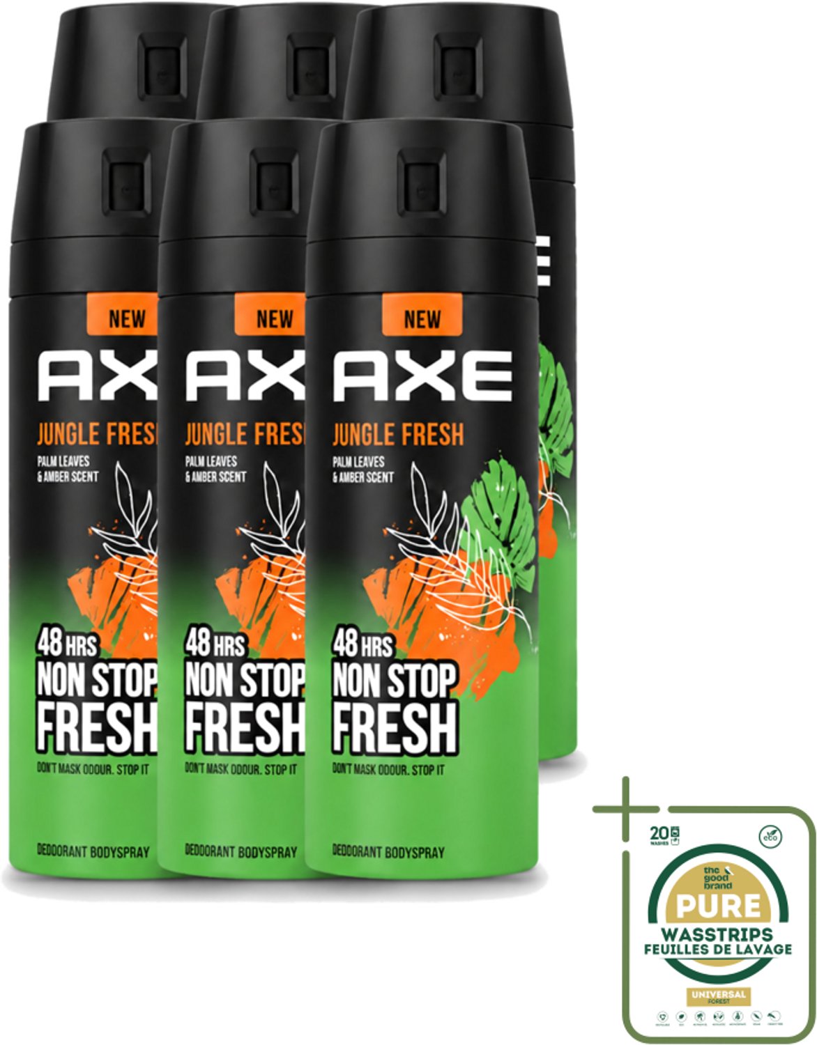 6 x Axe – Deodorant Bodyspray – Jungle Fresh – 150 ml - Deodorant Bodyspray - Frisse Geur - 48 Uur Frisheid - Zinktechnologie - Palmbladeren Geur
