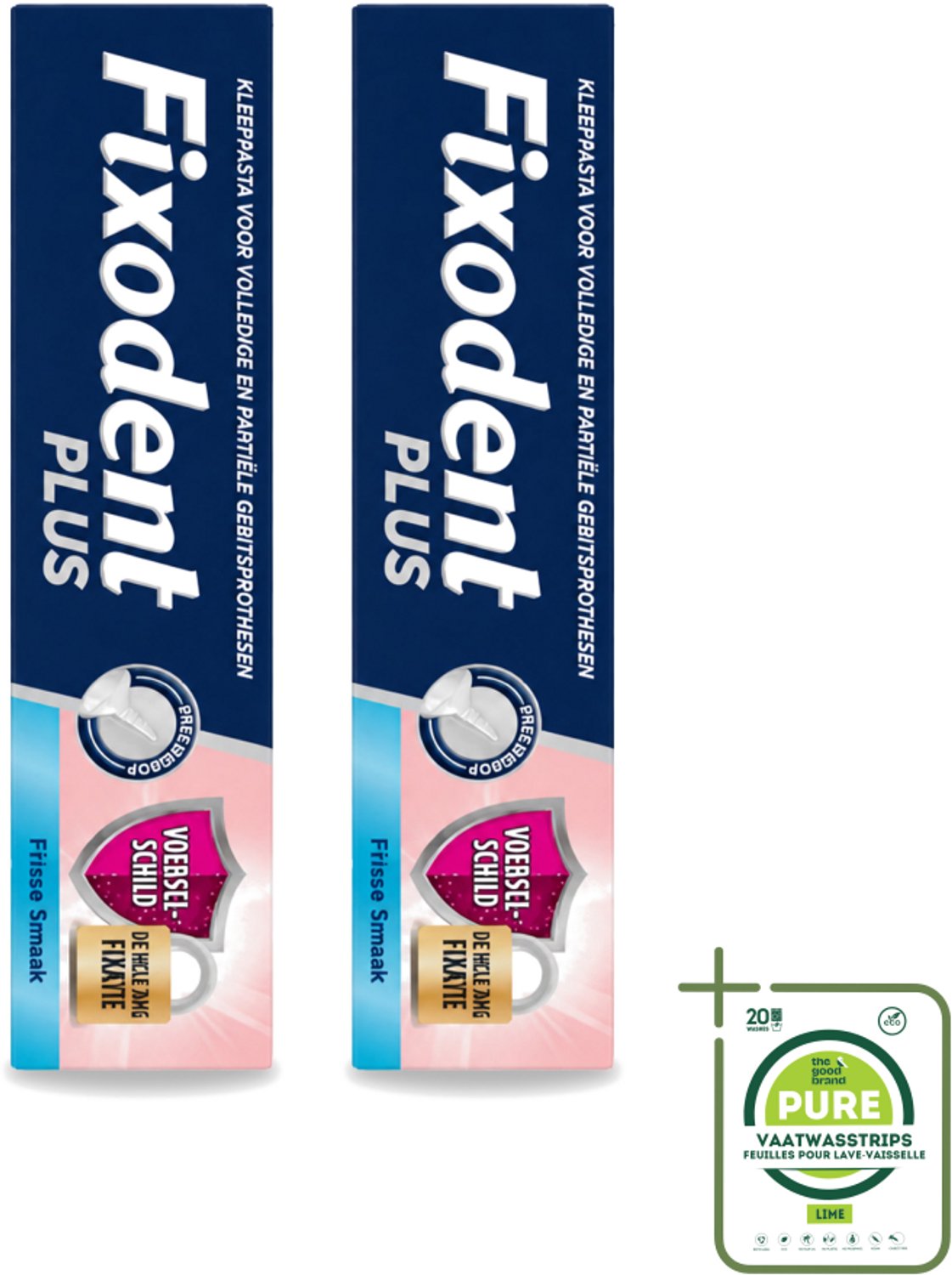2 x Fixodent Plus – Kleefcrème – Food Barrier – Frisse Smaak – 40 g - Grootverpakking - Vaatwasstrips - Kleefpasta Kunstgebit - Voedselbarrière Kunstgebit - Kunstgebit Fixatie - Kunstgebit Bescherming - Frisse Muntsmaak Kunstgebit