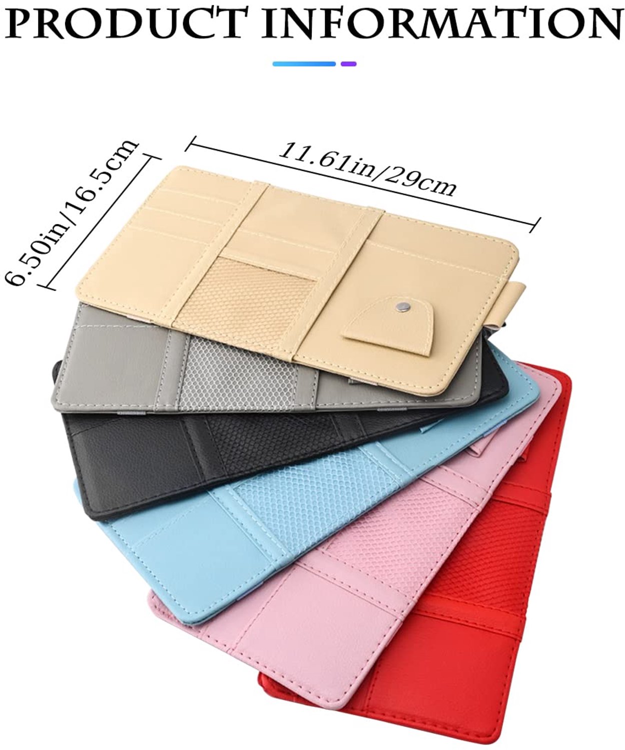 Auto Zonneklep Organizer, Lederen Opbergzak Zonneklep Pouch met Rits voor Kaarten Licentie Registratie Pen Bril Document, Past op de meeste Auto SUV,