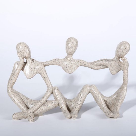 Hars denker standbeeld abstracte denker sculpturen denker stijl abstracte sculptuur denker desktop sculpturen denker beeldje decor decoratief sculptuur voor thuiskantoor boekenplank (zandkleur, stijl — afbeelding 5