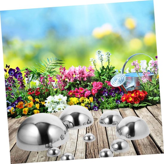 9stuks Delige Van Roestvrijstalen Reflecterende Halve Bollen Voor Tuin Decoratie Polished Half Gazing Globe Voor Binnen Buiten Voor Tuin Keuken Woonkamer — afbeelding 4