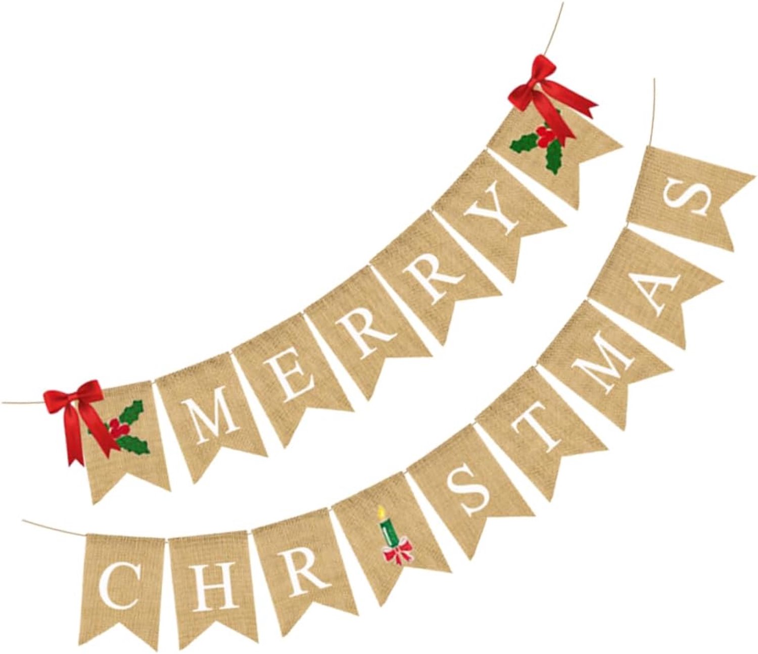 Kerstbanner Met Linnen Slinger Retro Zwaluwstaartvorm Vrolijke Kerst Jute Vlag Voor Kerstfeestdecoraties