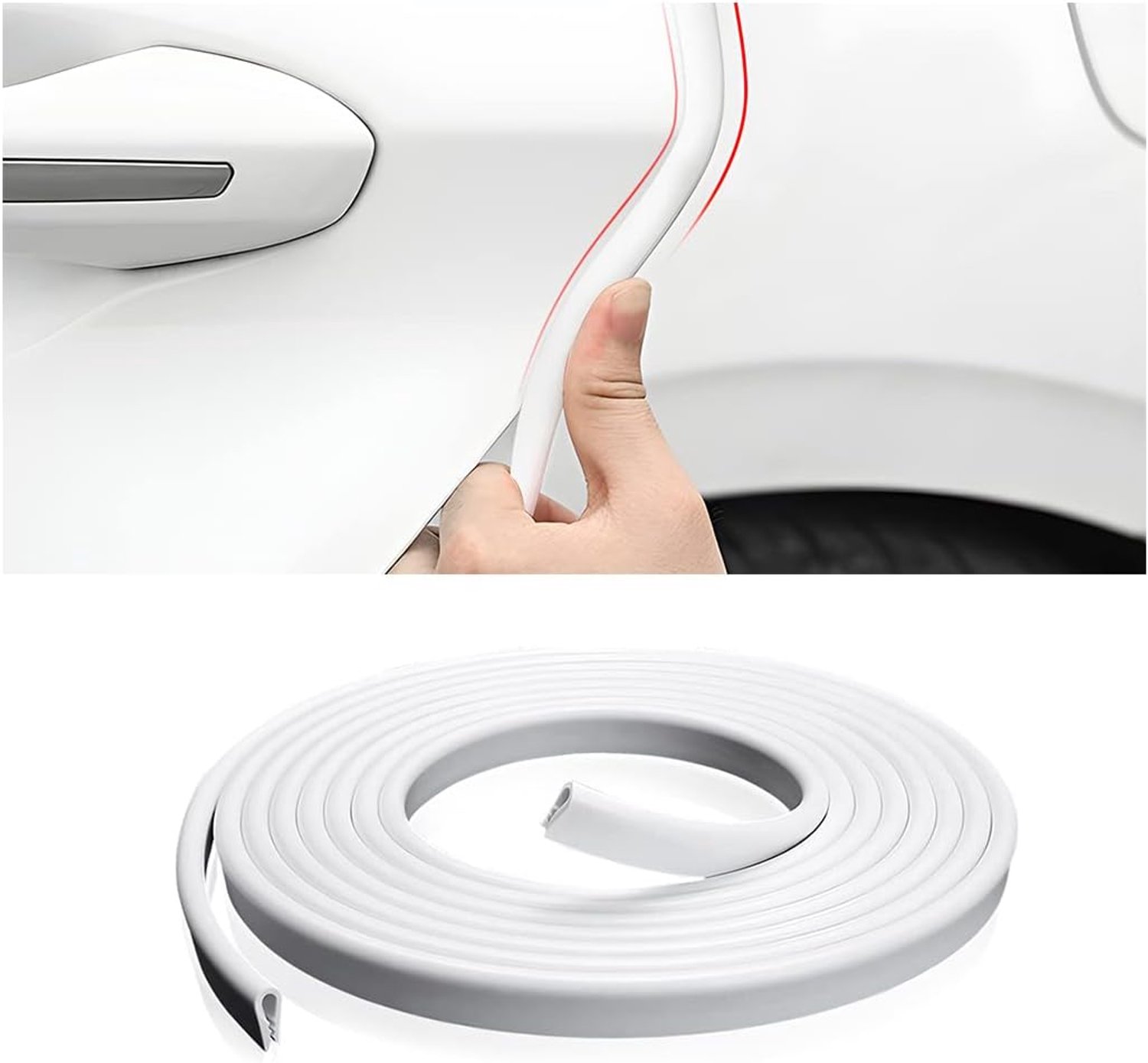 CGEAMDY U-Shaped Anti-Collision Door Strip Waterproof Dustproof Windproof 500cm for Most Cars (White)