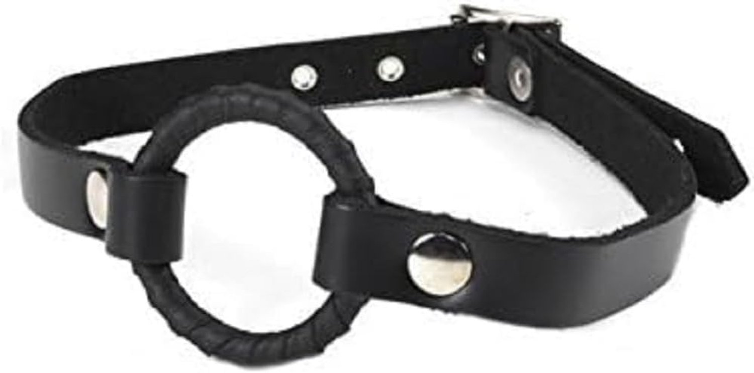 Erotic Fashion Ra7971 Mouth Gag with O-Ring Black Leather Adjustable 1-Pack (1 x 1 Pieces) - ShopVlot