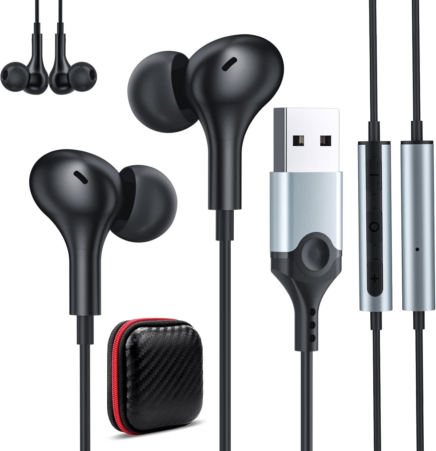 Hoofdtelefoon met kabel - Zwart - USB A - Lichtgewicht Hoofdtelefoon met Microfoon - Voor Laptop en Gaming