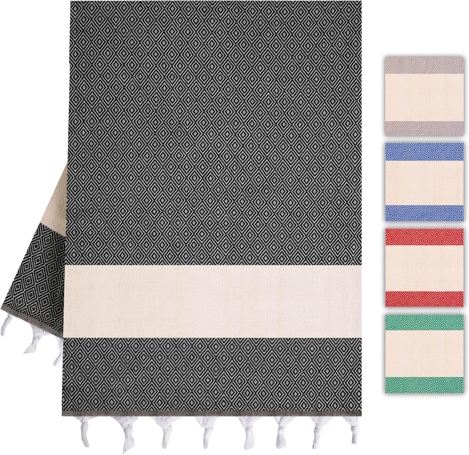 Cotton Hammam Towel and Sauna Towel for Men and Women - Lightweight, Absorbent and Quick Drying. Ideal as Beach Towel - ShopVlot