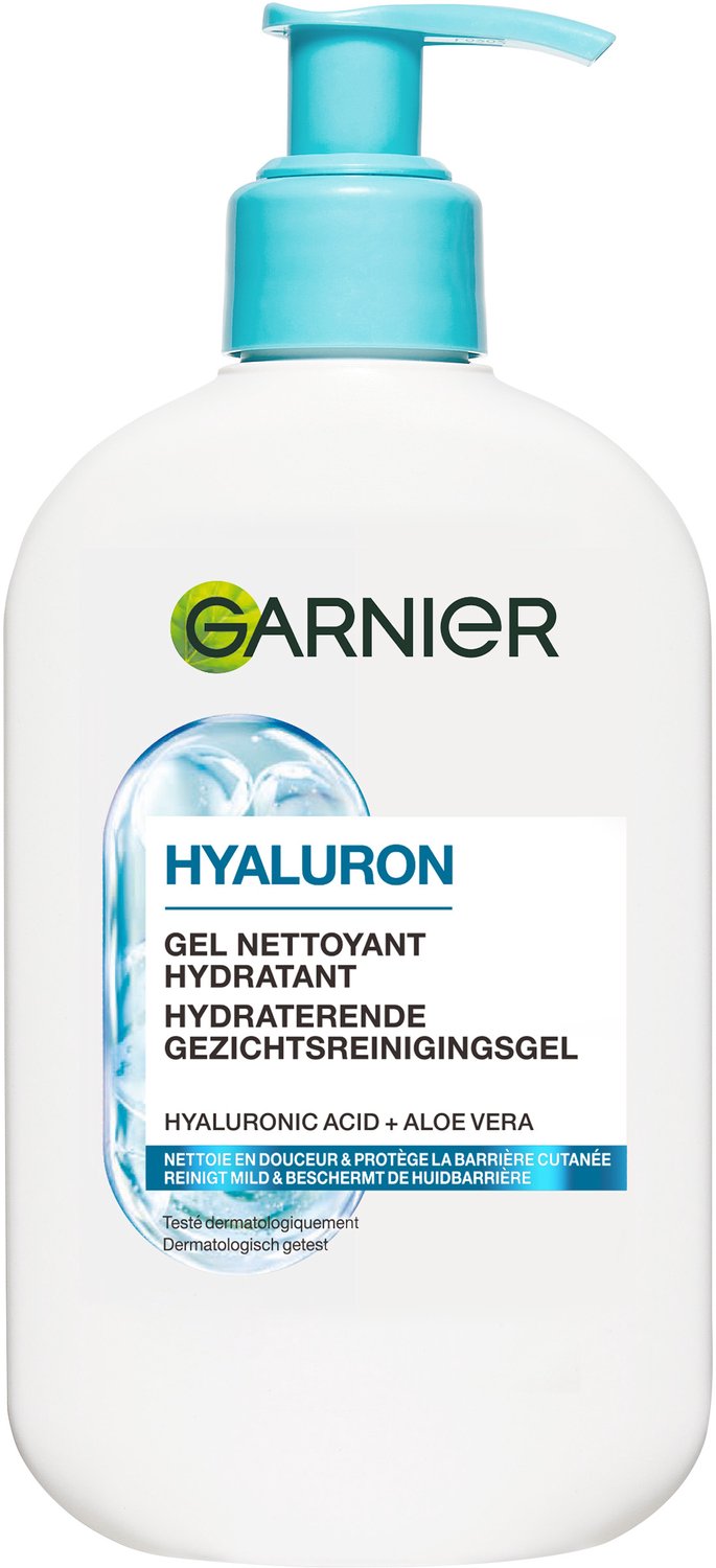 Garnier Hyaluron+ Hydraterende Gezichtsreinigingsgel - Met Glycerine, Hyaluronzuur en Aloë Vera - Reinigt mild en beschermt de huidbarrière - 250ml