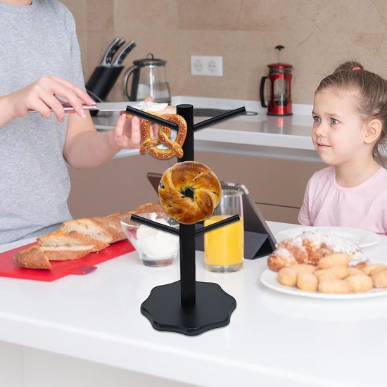 Pretzel Display Houder Houten Boomvormig Met 6 Stangen Voor Het Serveren — afbeelding 5