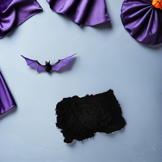 6 Stuks Delige Zwarte Halloween Gauze van Polyester-katoen Herbruikbare Lichtgewicht Spookachtige Decoratie voor Ramen Deuren Tuin voor Enge Halloween-feestjes — afbeelding 2