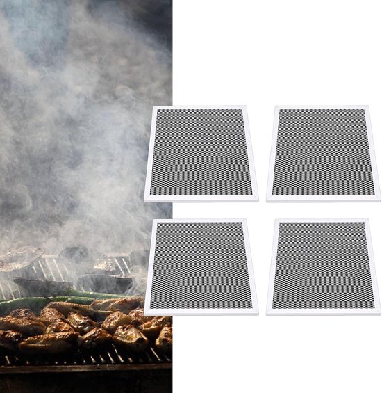 lyrlody Afzuigkapfilter, Aluminium en Koolstofvezel, Efficiënte Opvang van Olie, Vet en Geur, 4-pack Compatibel met Afzuigkap Maat 10,43 X 8,74 X 0,39 Inch voor Gezond Koken — afbeelding 2