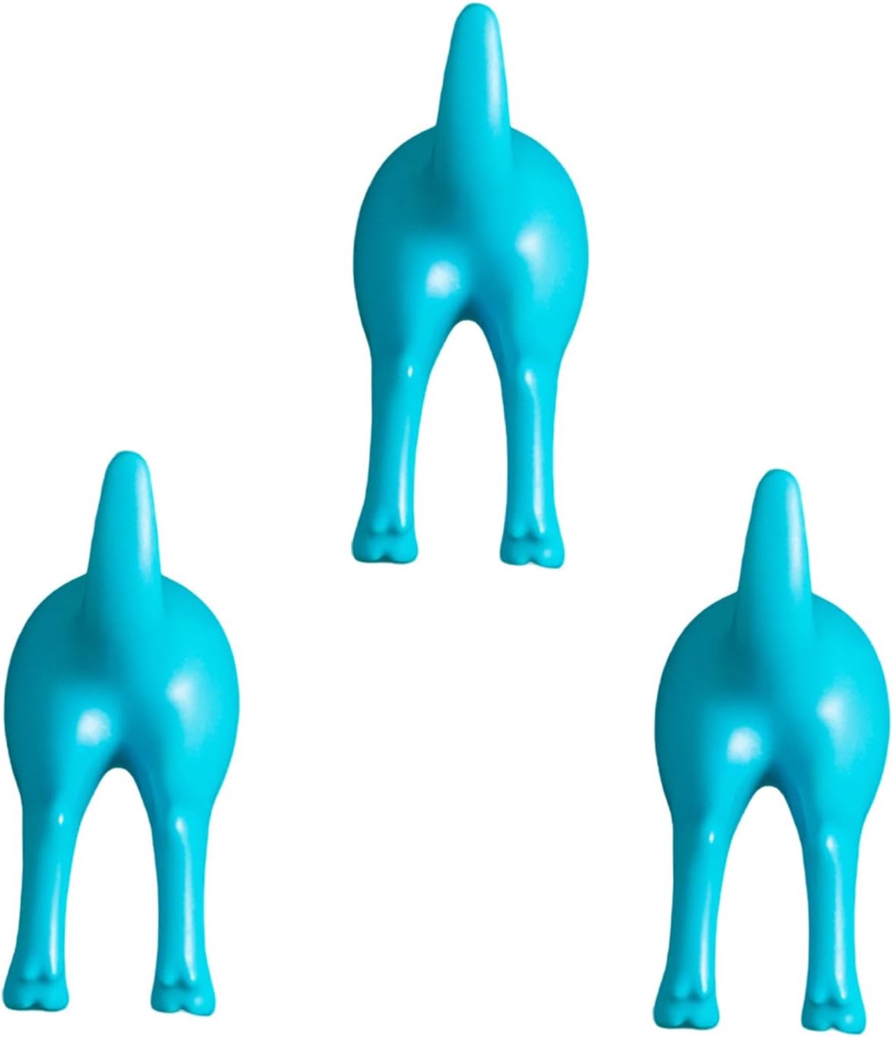3 stuks/set met hondenstaart geïnspireerde klevende haak voor sleutels en schorten, te bevestigen aan verschillende oppervlakken, kleine ABS-haak voor aan de muur, blauw
