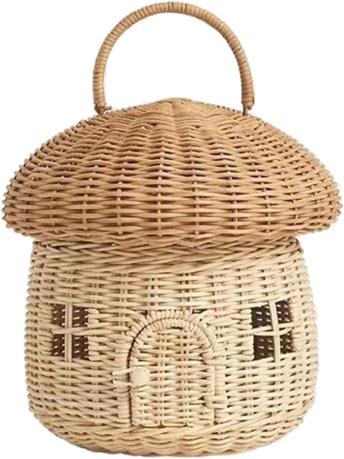 Chrees Paddenstoelvormige mand, schattige paddenstoel-rotan opbergmand, handgeweven, decoratieve mand tas voor binnen buiten, decoratie, fotografie-rekwisieten