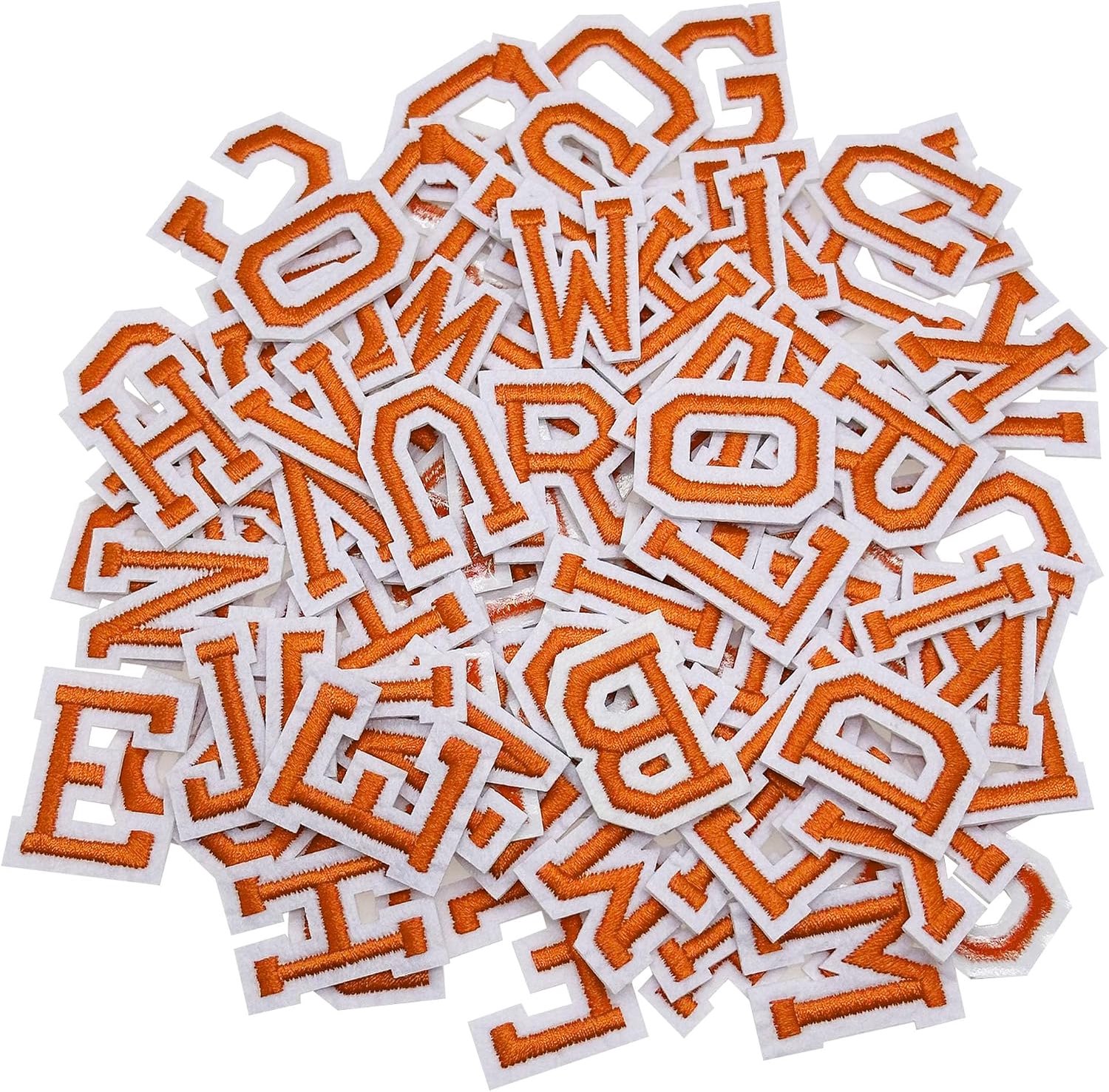 Opstrijkbare letters, alfabet geborduurde patch A-Z naaibare patch, geborduurde applicatiepatches voor doe-het-zelf knutselen, kleding, hoed, jas, rugzak (oranje)