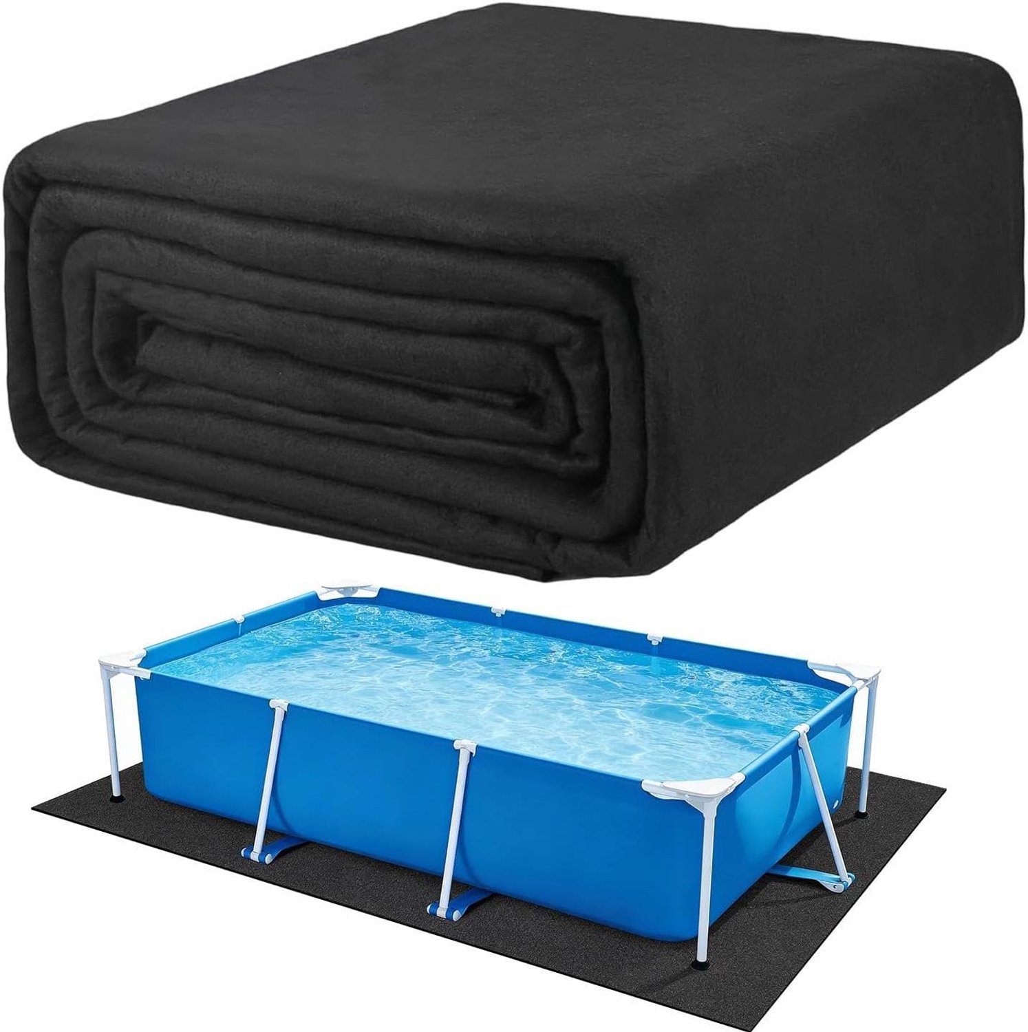 Beschermmat voor zwembadbodem, beschermmat 150 x 150 cm, vierkant tapijt ter versterking voor buiten, belastingen, ruimtebesparend,