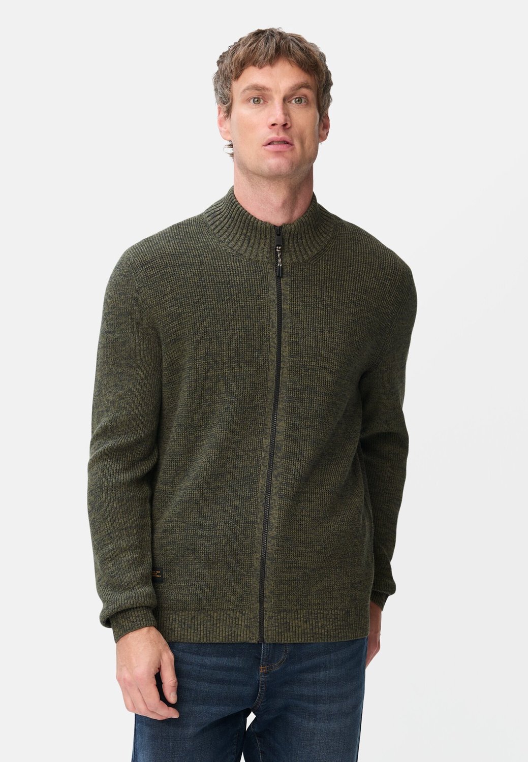 camel active Krachtige gebreide vest van katoenmix - Maat - Olijfgroenmenswear-M