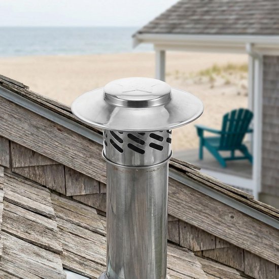 2 Stuks Ronde Roestvrijstalen Schouwkap met Anti-regen Vuurhaard Scherm Dakbedekking voor Rookafvoer Ventilatieroosters Geschikt voor Huisverwarming — afbeelding 2