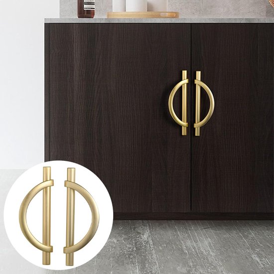 4 stuks halfronde meubelgrepen, zinklegering, ladegrepen, schoenenkast, gatafstand 96 mm, goud — afbeelding 2