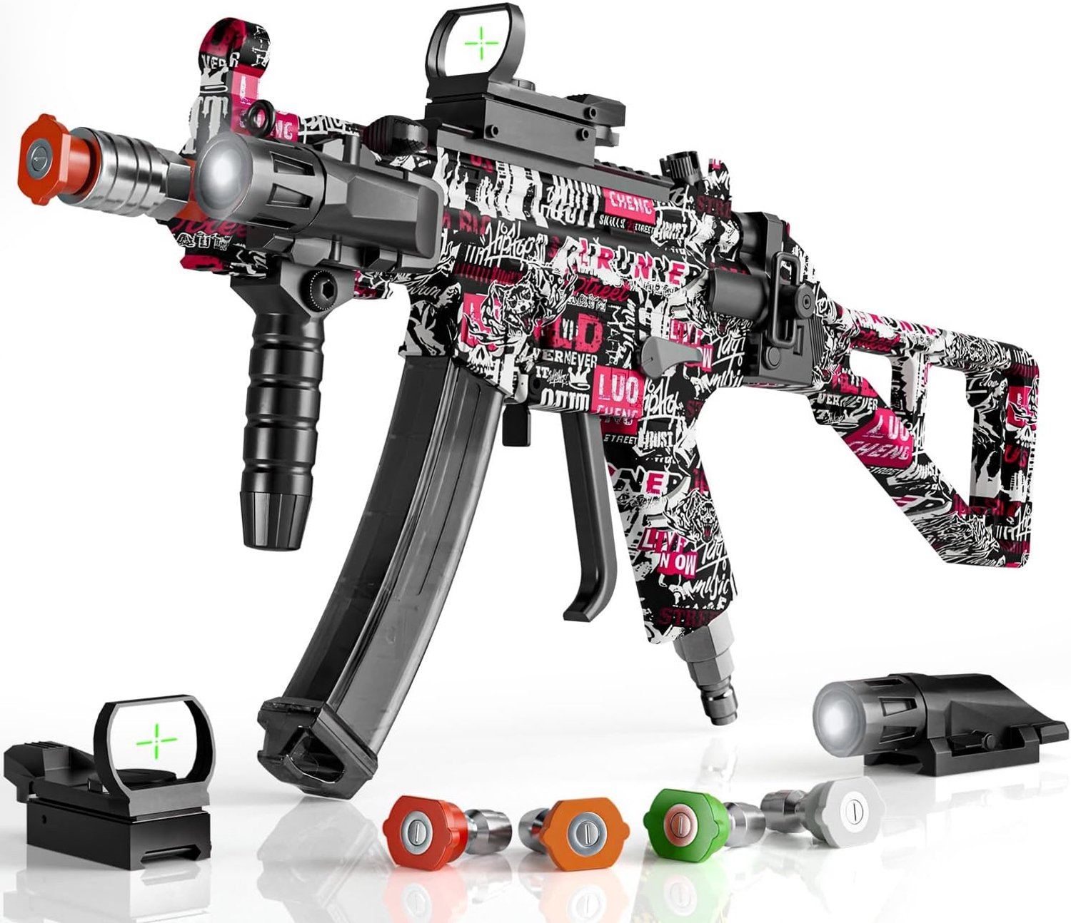 MP5 Hogedrukreinigerpistool met draaibare en 4 spuitmonden, 3600 PSI hogedrukspuitpistool met 1 cm snelkoppelstekker, draaibaar pistool compatibel met schuimkanon, accessoires voor powerwasher (paars)
