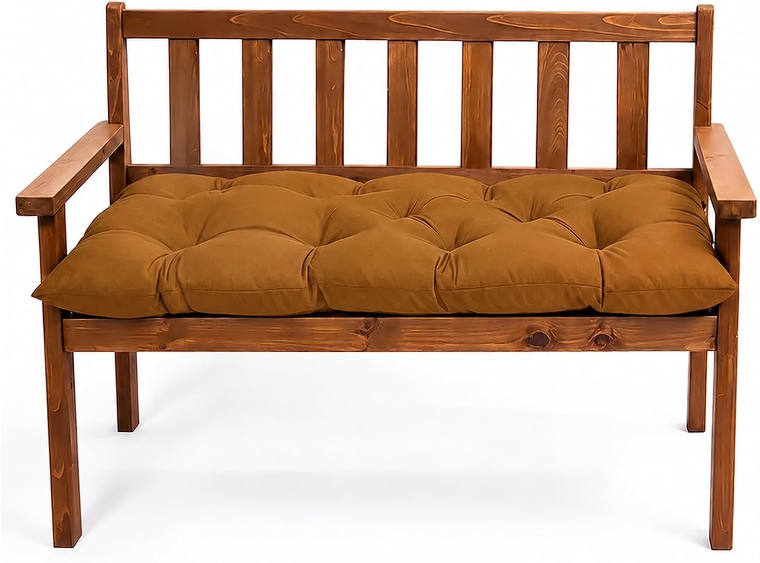 Bankkussen 100 x 50 x 10 cm, voor buiten, zacht en dik gewatteerd, tuinbankkussen, waterafstotend met banden, zitkussen voor tuin, balkon en terras (koffie, 100 x 50 x 10 cm)