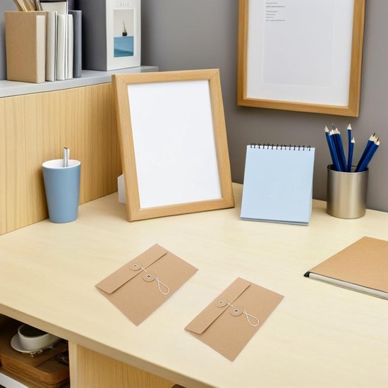 30 Stuks Kraft Papieren Enveloppen met Sluitkoord Knoop X Bruine Herbruikbare Documentenvellen Multifunctionele Kantoorboekje Tas voor Efficiënt Organiseren van Papieren Documenten — afbeelding 2