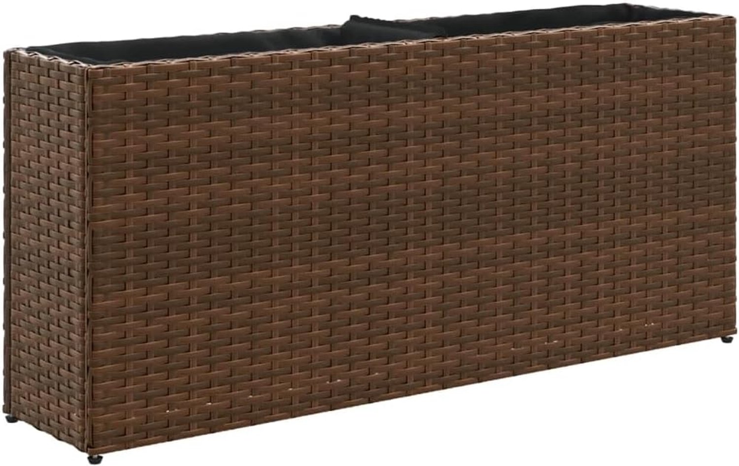 Bloembak polyrotan bruin 90 x 20 x 40 cm verhoogd bed met 2 vakken, plantenbak van PE-rotan met gepoedercoat stalen frame, voor bloemen of planten in de tuin