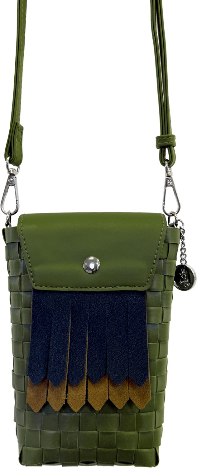 Crossbody bag fat strap laurel green size XS with PU shoulder strap