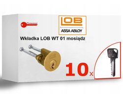 LOB WT01 TB RIM Cilinder, Messing, Inclusief 10 Sleutels