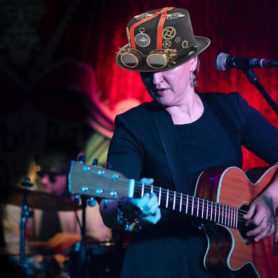 Steampunk Hoed voor de Mannen Vilt met Stoombril — afbeelding 3
