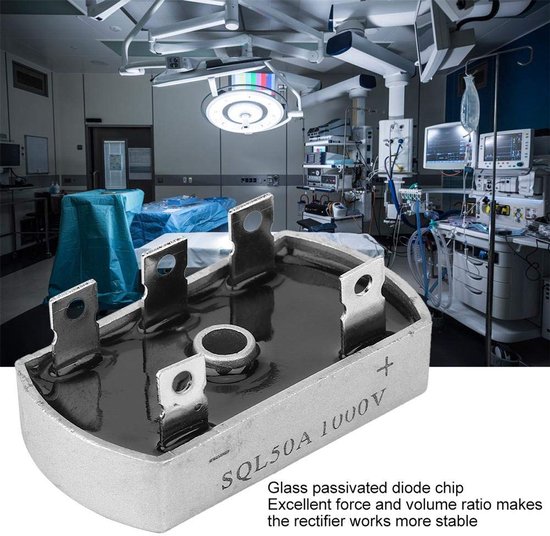 4 stuks 3-fase gelijkrichter, 50A 1000V volledige brug elektrische gelijkrichtermodule lage frequentie, 1600V omgekeerde herhaling piekspanning — afbeelding 5