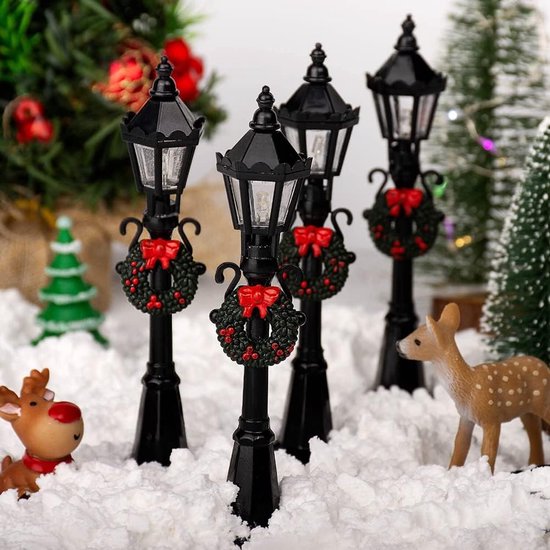 lyrlody Miniatuurstraatlantaarns 4,7 Inch Warm Wit 4-delige Set — afbeelding 3