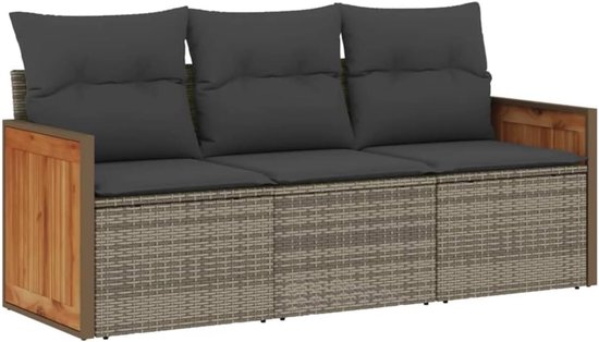 Poly rattan Weerbestendig Opbergfunctie Grijs — afbeelding 2