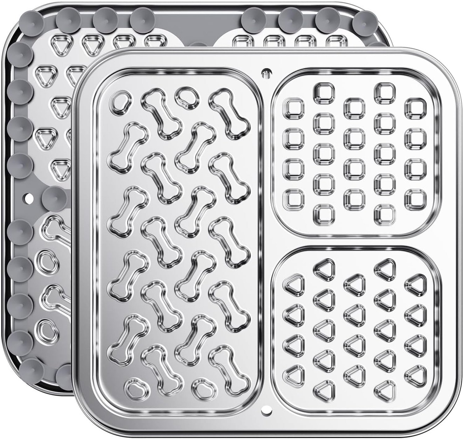 likmat voor honden en katten, roestvrijstalen likmat voor honden met 46 zuignappen, slow feeder voor nat voer, ter verlichting van angst en tanden beschermen – ideaal voor badkamer, muur of