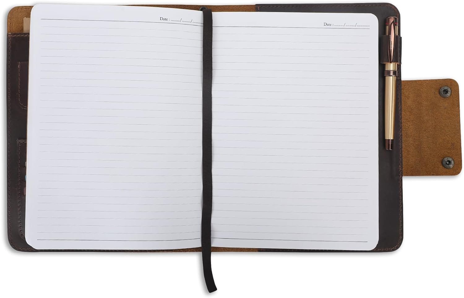 Tijdschrifthoes, rustieke lederen journaalhoes voor harde kaft schetsboek XL (7,5 x 9,7 inch) lederen handgemaakte notebookhoes lederen dagboek cover navulbaar cahier met dubbele knop bruin