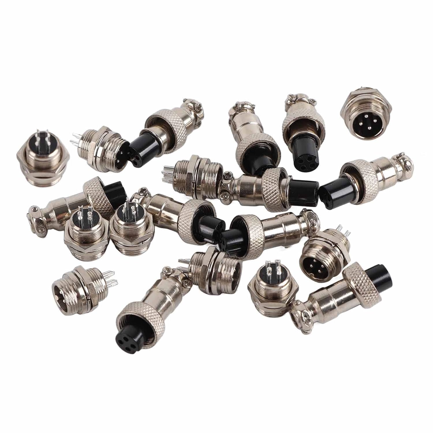 Aqxreight GX12 4-pins 12 Mm Luchtvaartstekkerconnectorset - Zinkmetalen Aansluiting voor Gegevensverzameling, automobiel- en Laagspanningssystemen - Mannelijke Vrouwelijke Luchtvaartconnector voor