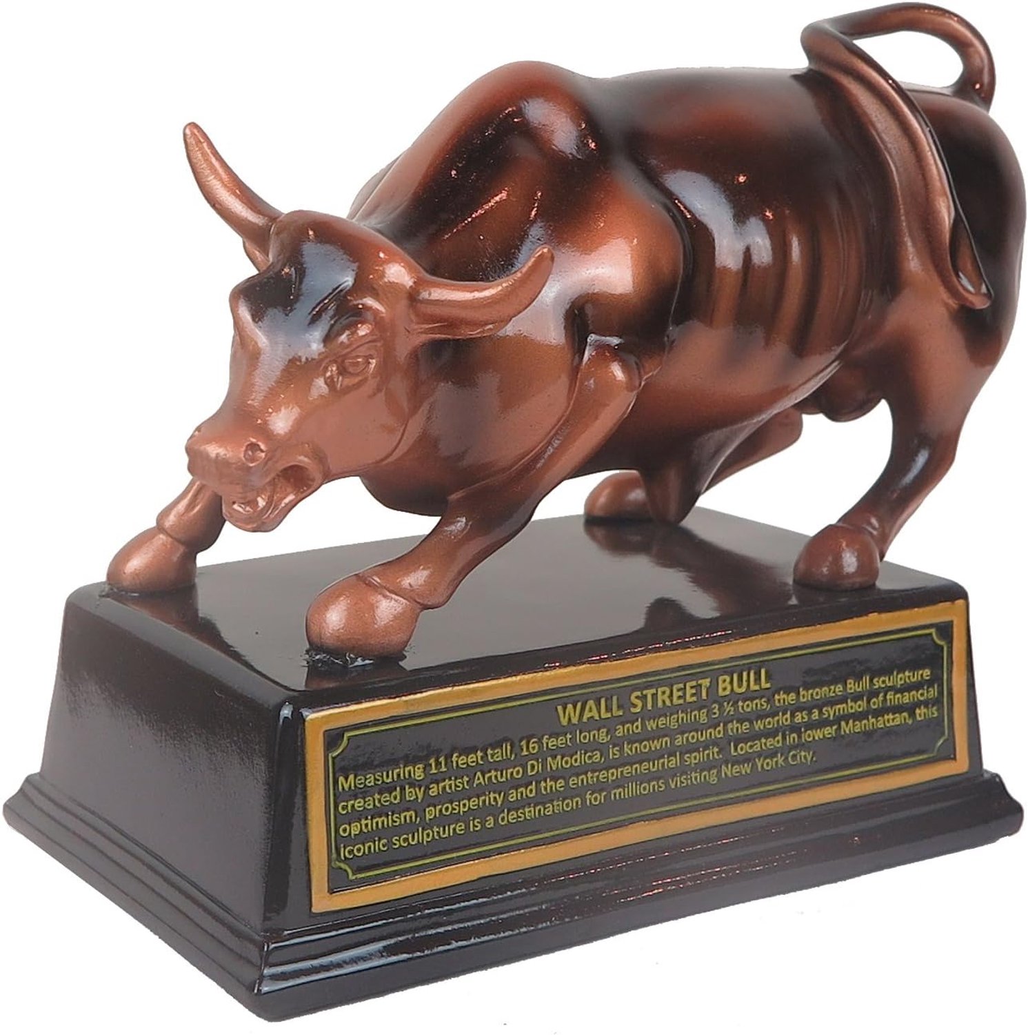 Hars officiële gelicentieerde bronzen muur straat stier Stock Market NYC beeldje standbeeld met basis (klein 3,5 inch)