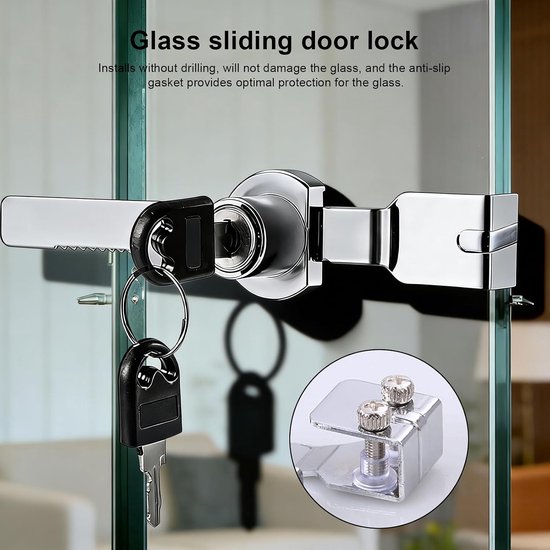 4 stuks terrariumslot met sleutel, gelijksluitend glazen deurslot en ratelslot voor vitrines, boorvrij, geschikt voor 2-8 mm glasdikte — afbeelding 2