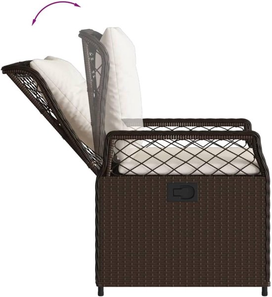 Poly rattan verstelbare rugleuning tuinset 80x80x74 cm bruin — afbeelding 3