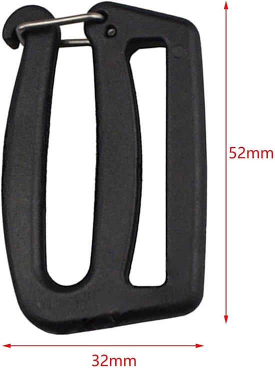 5 stuks singelband haak clips voor kamperen wandelen, zwart rechthoek 5 stuks — afbeelding 5