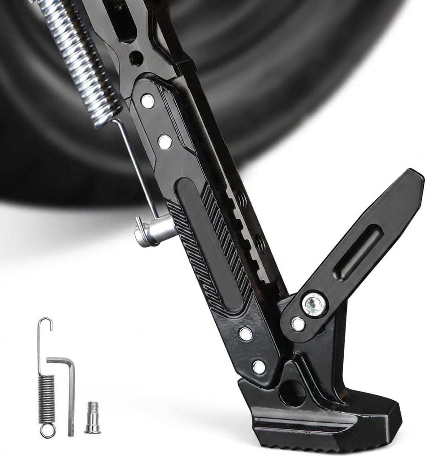 Motorfiets Zijstandaard voor Honda ADV 350, Verstelbare CNC Aluminium Kickstand met Antislip Voet, Universele Zijsteun voor Scooter Motor Dirt Bike,A Black