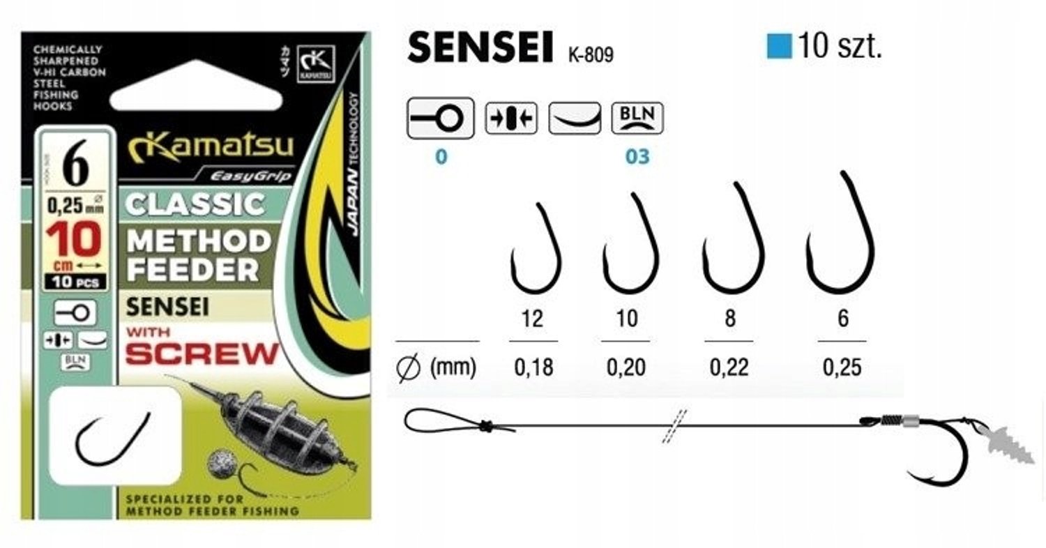 Kamatsu Sensei Method Feeder Onderlijn 10cm 0.22mm Haak 8 BLN