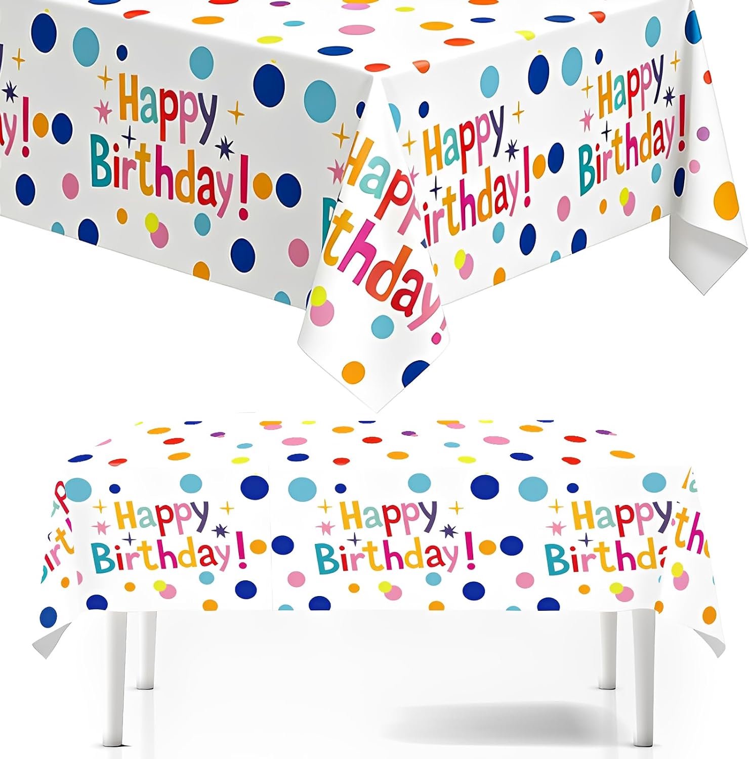 Wegwerp tafelkleed voor verjaardagen en feestjes, 130 x 220 cm, van kunststof met kleurrijke stippen, ideaal voor kinderfeestjes, jongens, meisjes en speciale gelegenheden, 1 stuk