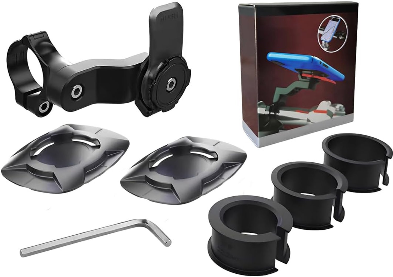 1 set motorfiets telefoonhouder, fiets telefoonhouder, fietsaccessoires, motorfiets mobiele telefoonhouder, anti-vibratie houder voor motorfiets (zwart, A)