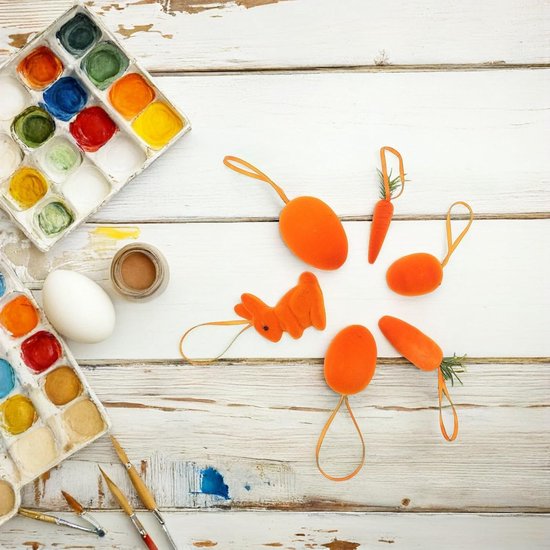 12 Stuks Delige Paasornamenten met Schuimhaas Paaseieren Wortels Lichtgewicht Hangdecoraties voor Paastak Tafeldecoratie Lente Feestversiering — afbeelding 3