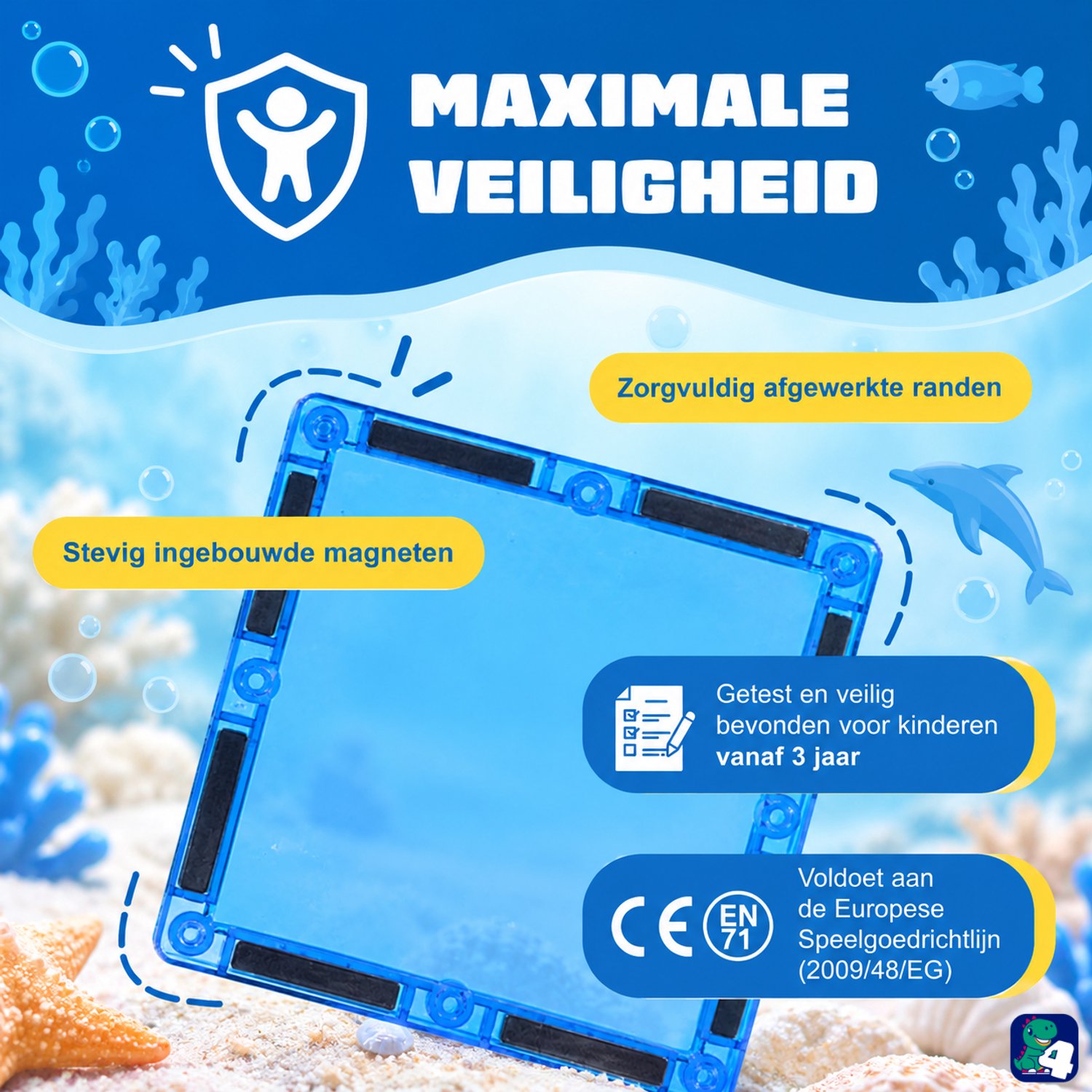 Fits4Kids® Magnetic Tiles 56 Stuks - Magnetische Bouwtegels - STEM Speelgoed voor Creatief Bouwen - Magnetisch Speelgoed - Magna Bouwstenen - Frozen Constructions - 3 4 5 6 7 8 9 Jaar — afbeelding 8
