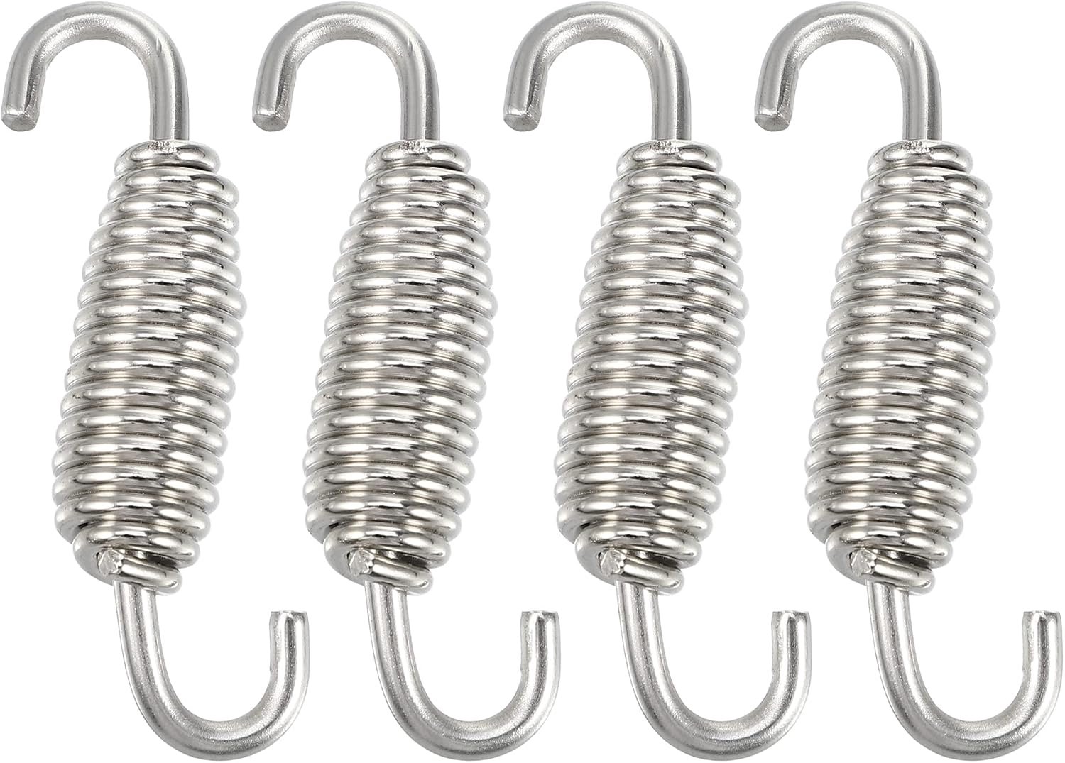 A ABSOPRO 4Pcs 55mm 2.17" Motorcycle Exhaust Muffler Spring Silver Tone - ShopVlot