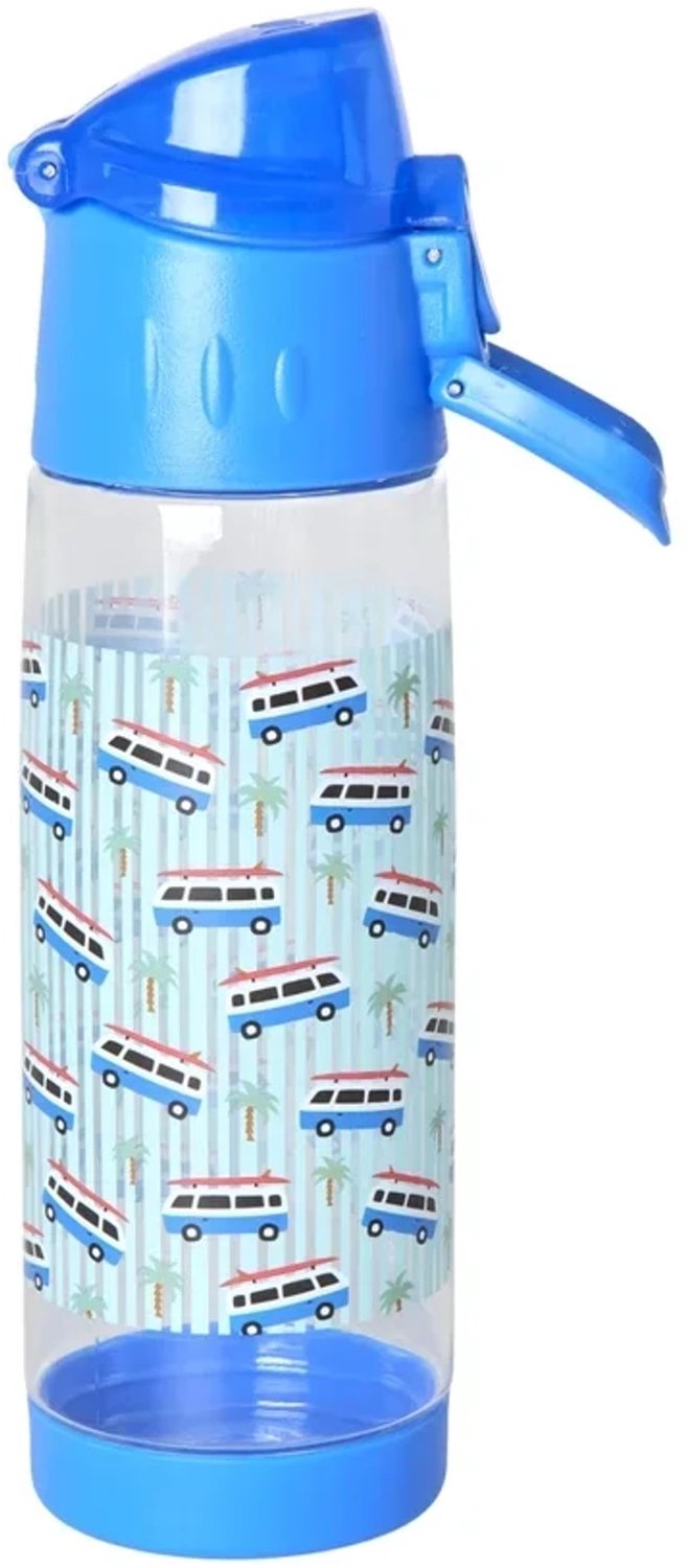 RICE drinkfles voor kinderen met autoprint, blauw, 500 ml, kunststof