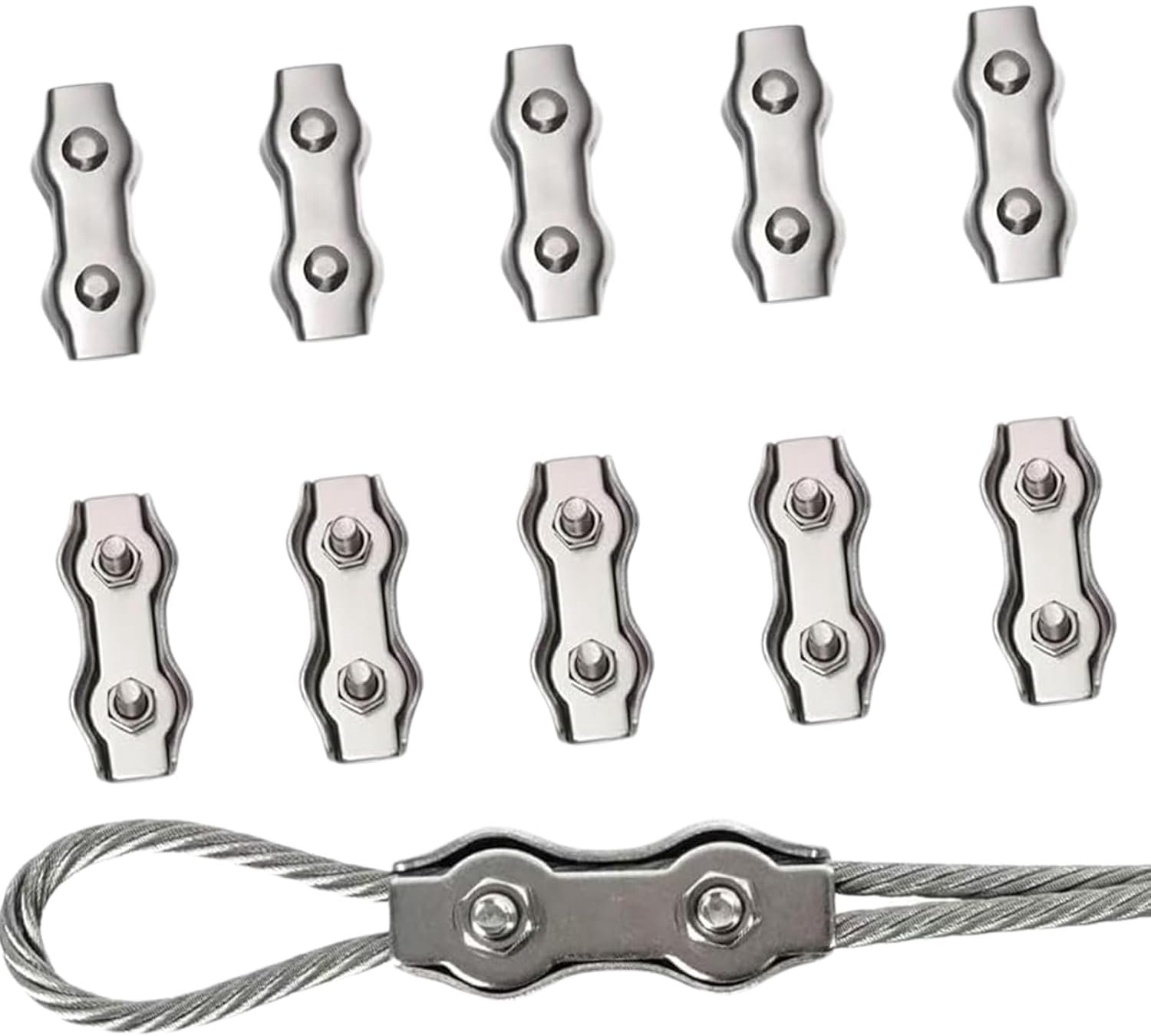 Kabelclips 10 Stuks - M3 RVS - Dubbele Klem - Voor Bevestigen van Draden - ShopVlot