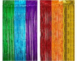 MAEXUS® Lametta Colourful Curtain 1 m x 2 m Glitter Curtain for Birthday Glitter Curtain Lametta Rainbow Birthday - ShopVlot