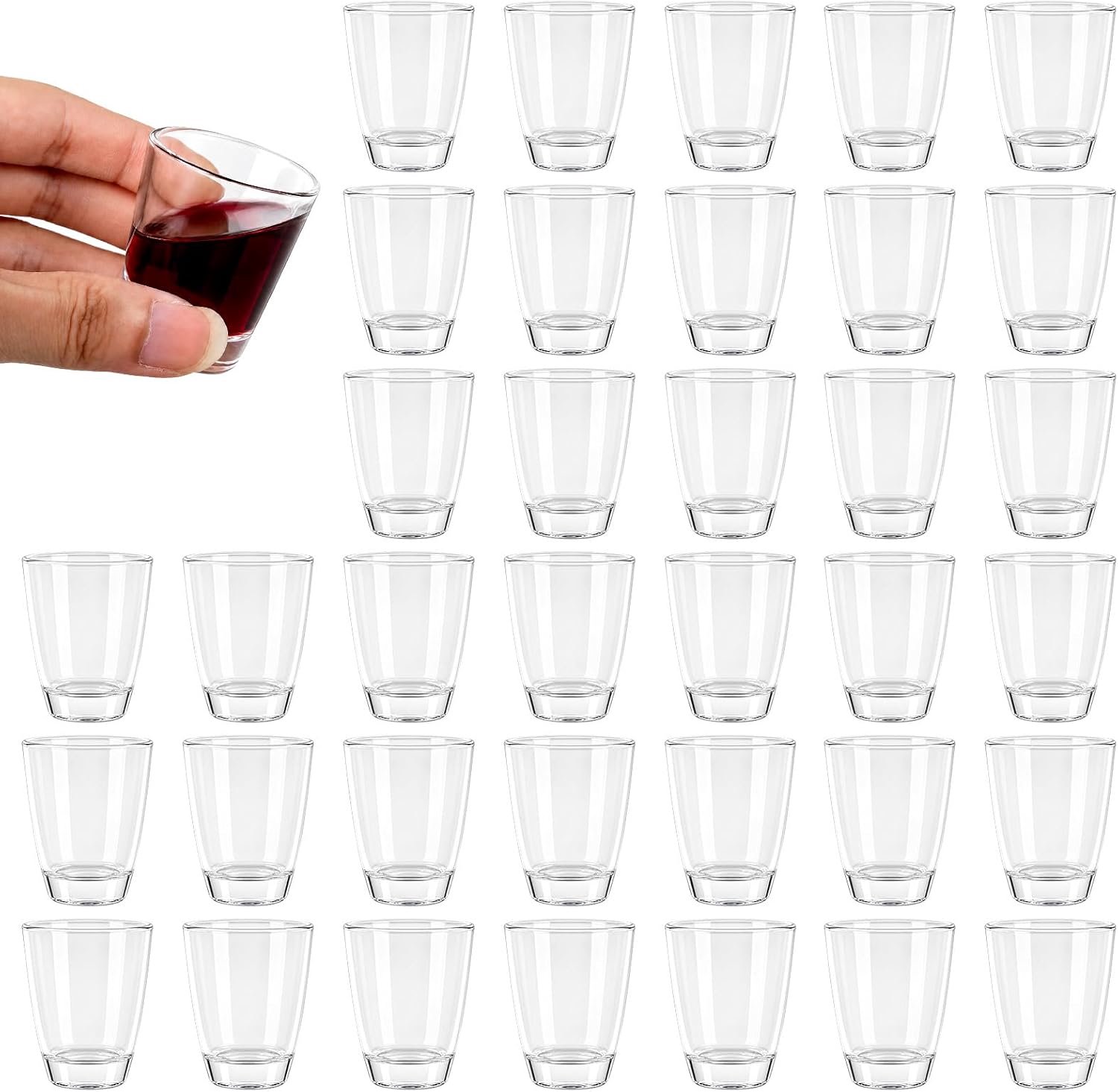 Borrelglazen, 36 stuks, 35 ml/3 cl, transparante shotglazen met dikke bodem, vaatwasmachinebestendig, kleine likeurglazen voor thuisbar, feest, festival, wodka, tequila, ouzo, sambuca, likeur