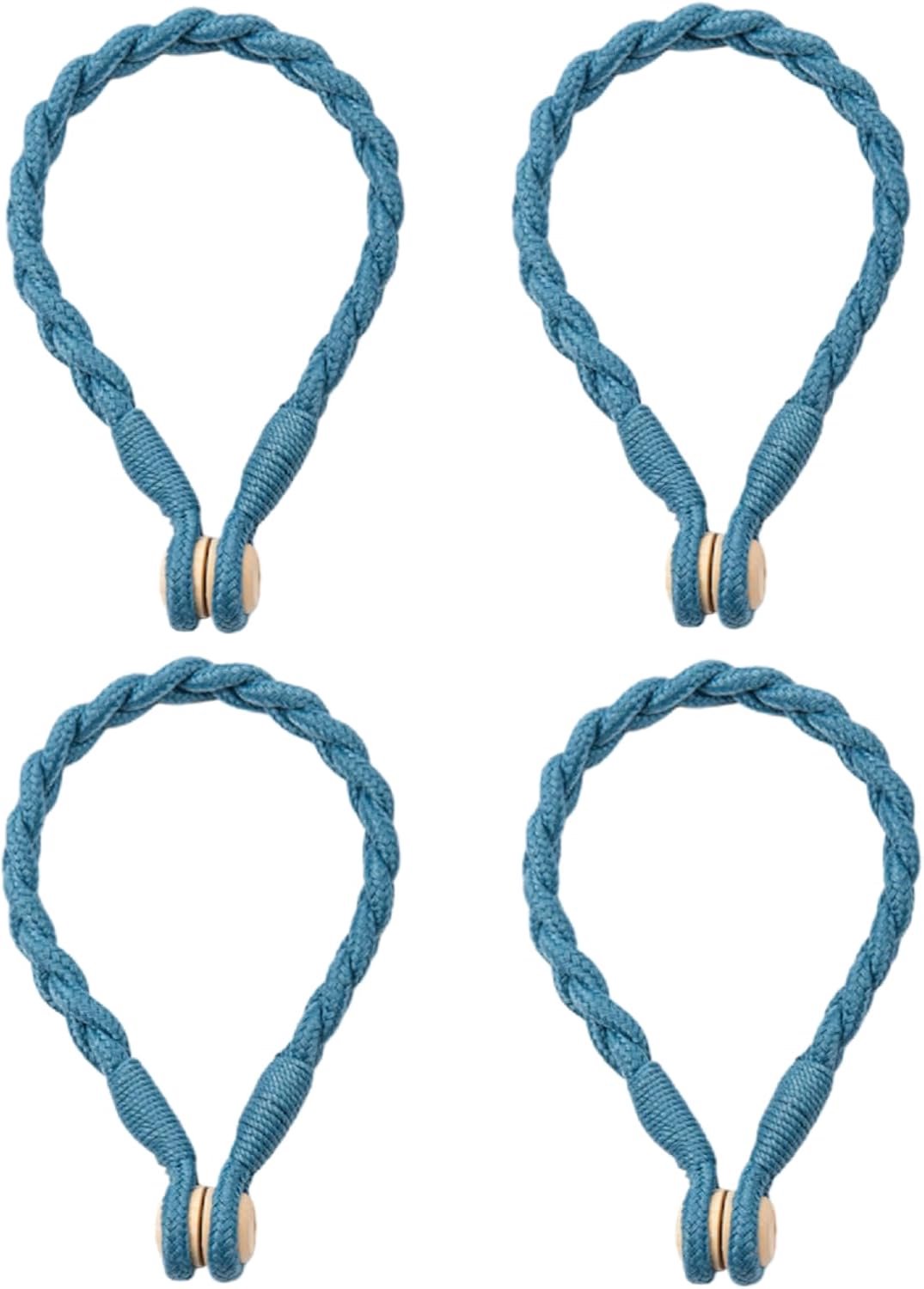 Holdbacks Venster set van 4 Gedraaide Houten Gordijnbinders Met Magnetische Sluiting 51.5cm Geen Boren Nodig Blauw